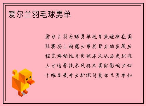 爱尔兰羽毛球男单